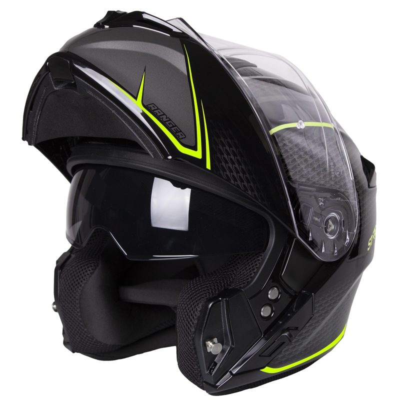 Vyklápěcí přilba na motorku Street Racer Ranger černo-fluo žlutá