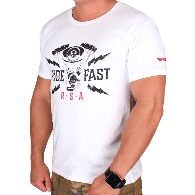 Marškinėliai RSA Ride Fast white išpardavimas