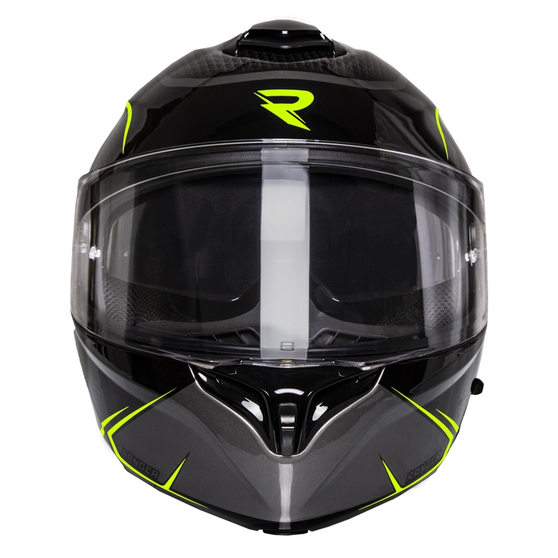 Vyklápěcí přilba na motorku Street Racer Ranger černo-fluo žlutá