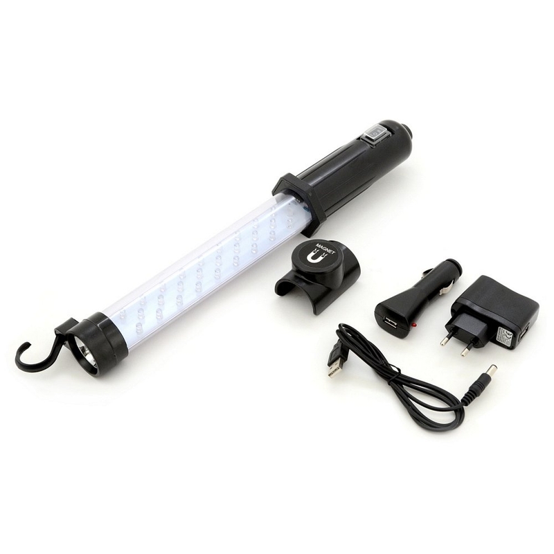 Svítilna montážní 27+7LED nabíjecí 12/220V Li-on 1200mAh
