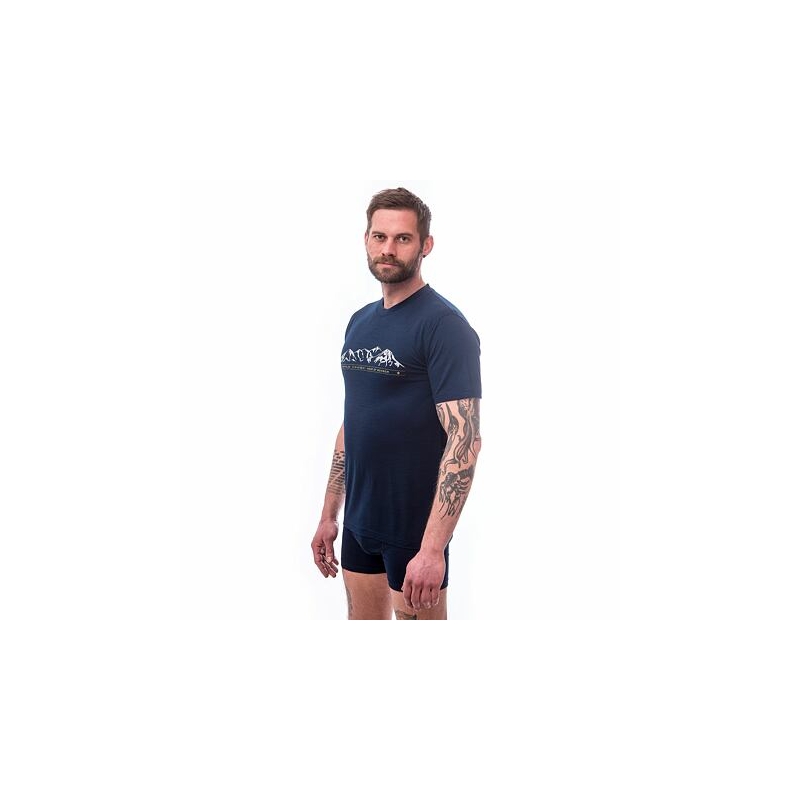 Pánské triko Sensor Merino Active PT Mountains tmavě modré výprodej