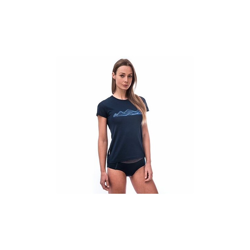 Dámské triko Sensor Merino Active PT Mountains tmavě modré výprodej