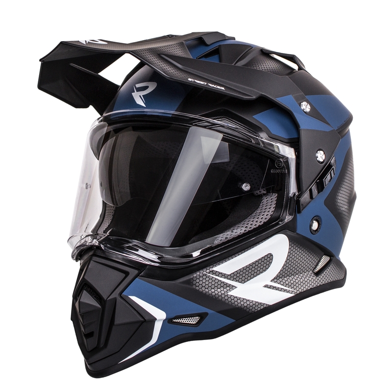 Enduro šalmas Street Racer Tracker juodai mėlynas