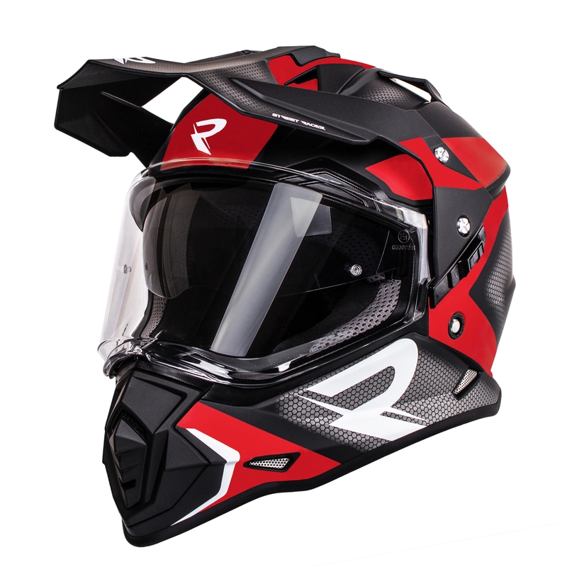 Enduro šalmas Street Racer Tracker juoda-raudona