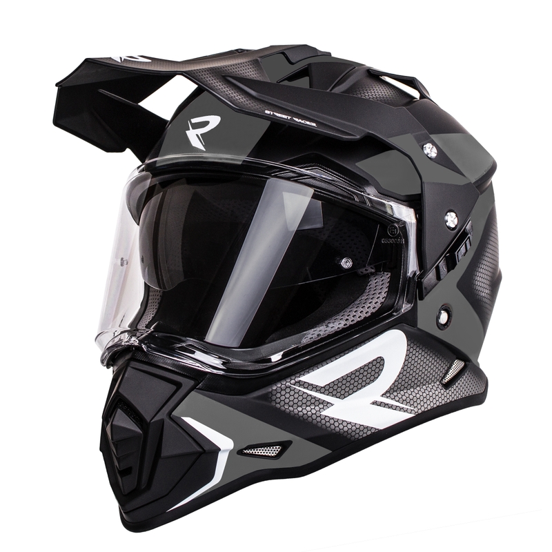 Enduro šalmas Street Racer Tracker juoda-pilka