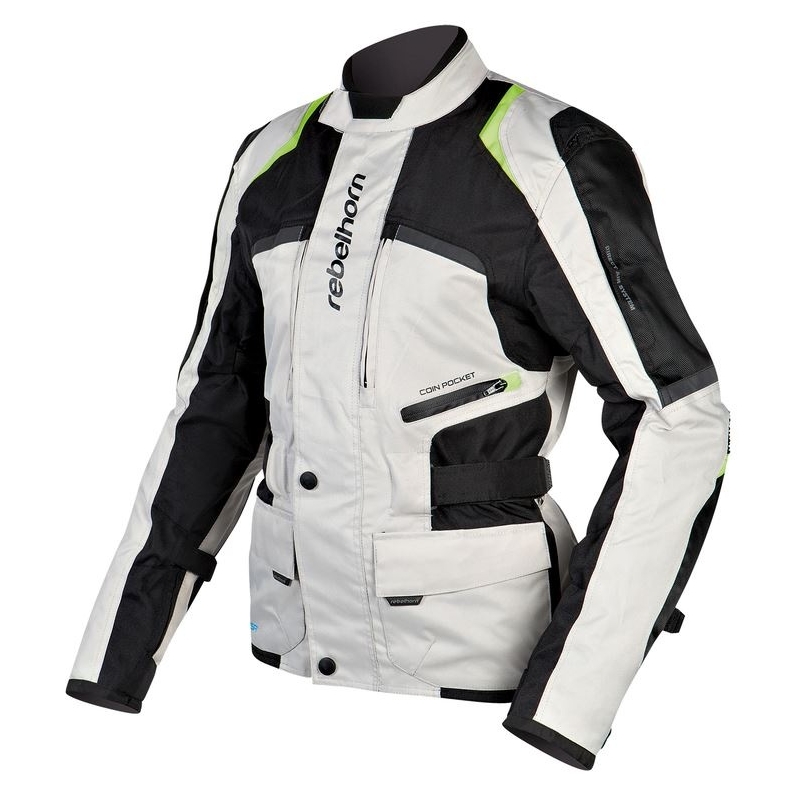 Dámská moto bunda Rebelhorn Hiker šedo-černo-fluo žlutá