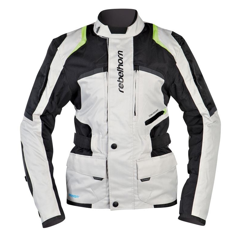 Dámská moto bunda Rebelhorn Hiker šedo-černo-fluo žlutá