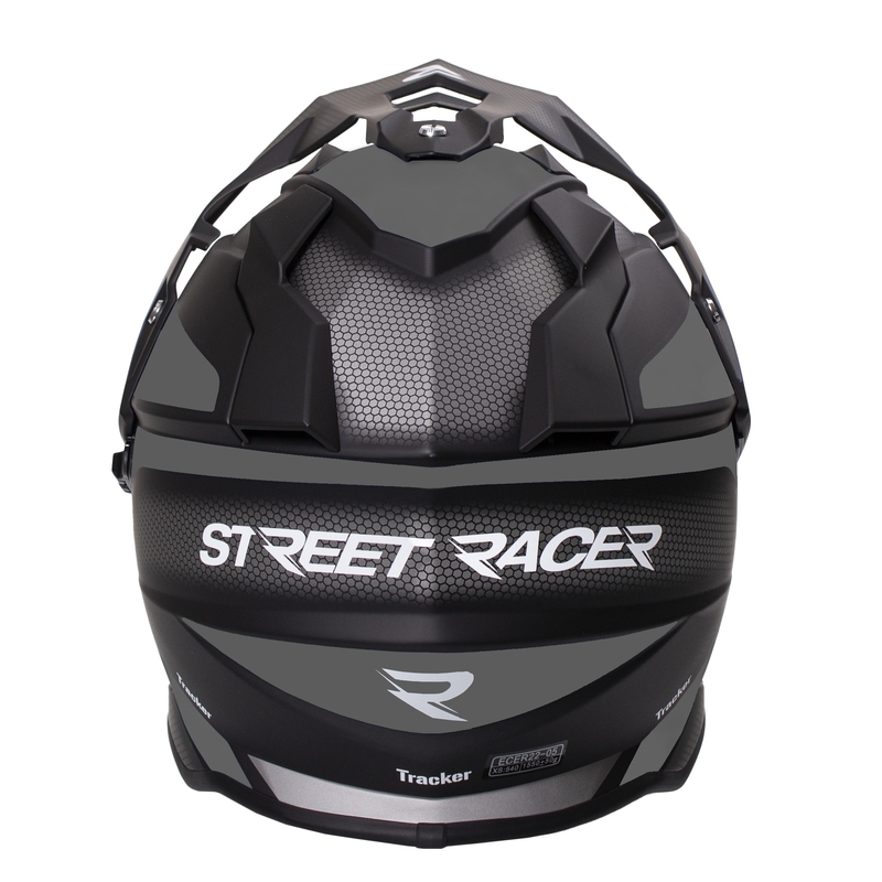 Enduro šalmas Street Racer Tracker juoda-pilka