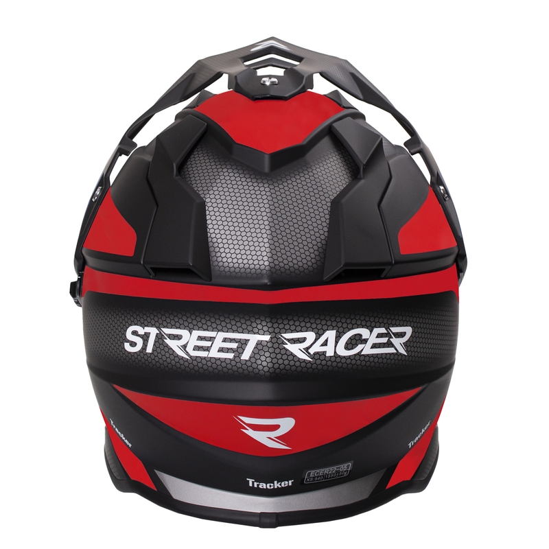 Enduro šalmas Street Racer Tracker juoda-raudona