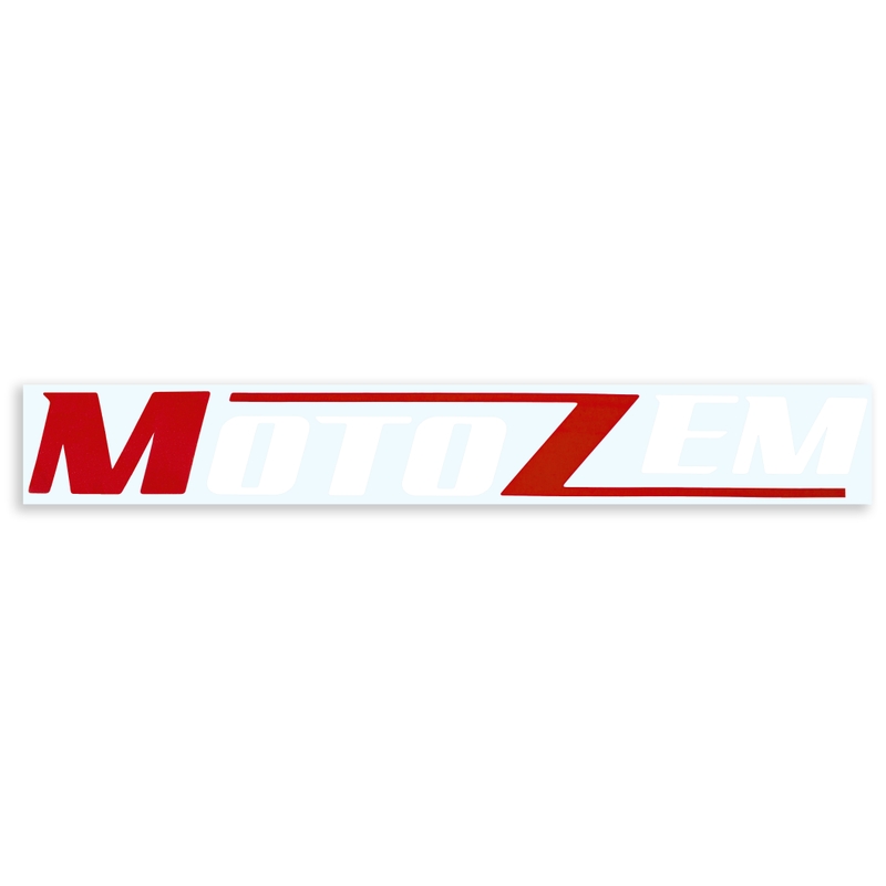 MotoZem logotipo lipdukas baltas