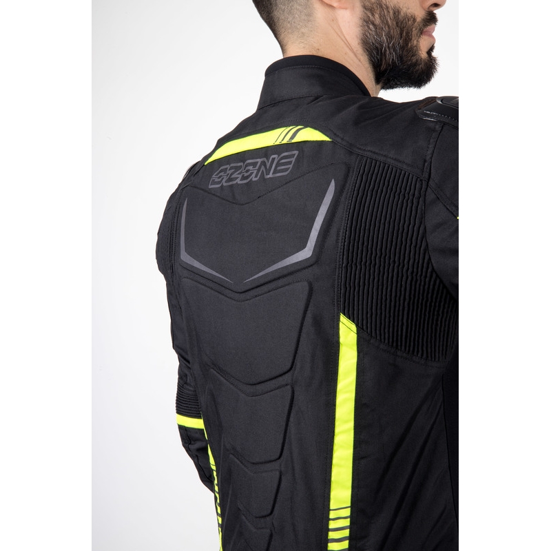 Ozone Pulse juoda-fluo geltonos spalvos motociklininko striukė