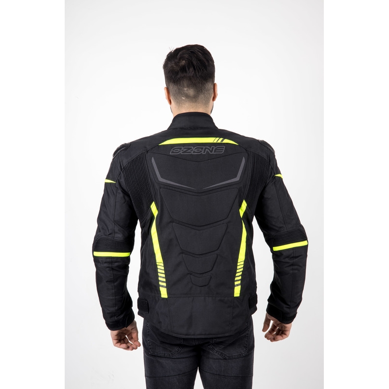 Ozone Pulse juoda-fluo geltonos spalvos motociklininko striukė