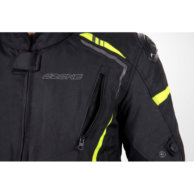 Ozone Pulse juoda-fluo geltonos spalvos motociklininko striukė