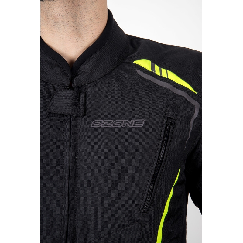 Ozone Pulse juoda-fluo geltonos spalvos motociklininko striukė