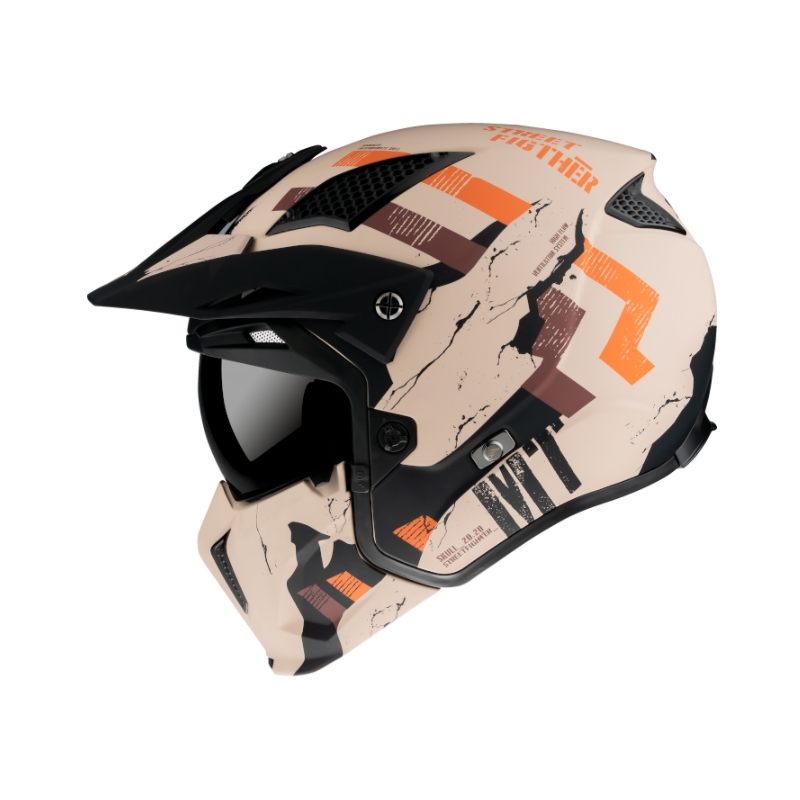 Přilba na motorku MT Streetfighter Skull 2020 oranžovo-hnědá - II. jakost
