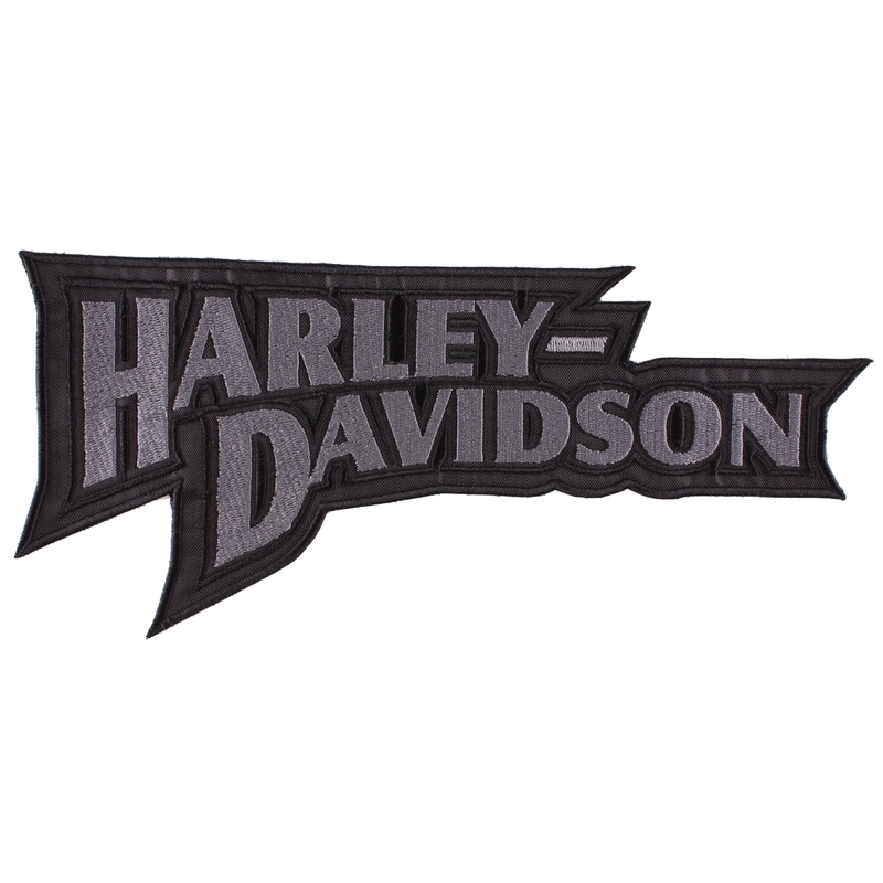 Pleistras "Harley Davidson" su užrašu pilkos spalvos - didelis