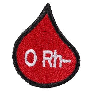 Pleistras su kraujo grupės lašeliu 0 Rh-