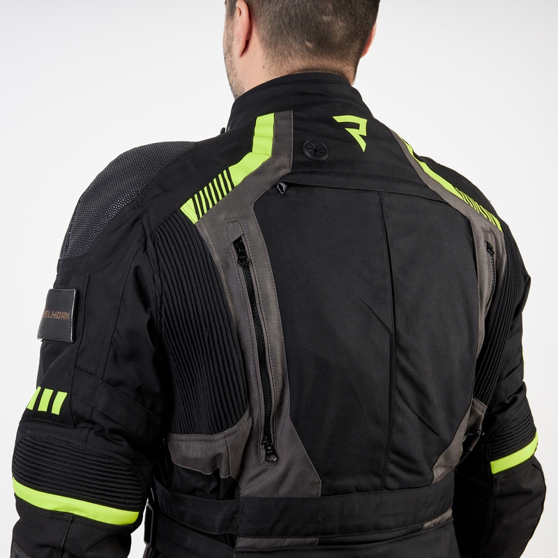 Rebelhorn Patrol juoda-pilka-fluo geltona motociklininko striukė
