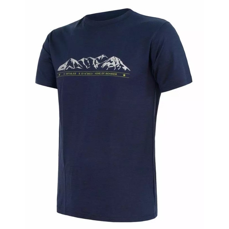 Pánské triko Sensor Merino Active PT Mountains tmavě modré výprodej