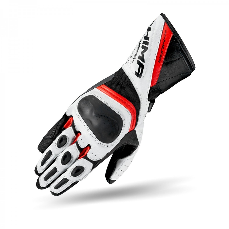 Moteriškos Shima Miura Black-White-Fluo Red motociklininko pirštinės