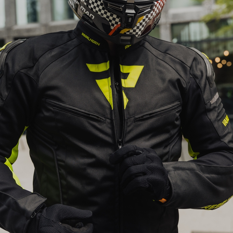 Rebelhorn Vandal juoda-fluo geltona motociklininko striukė išpardavimas