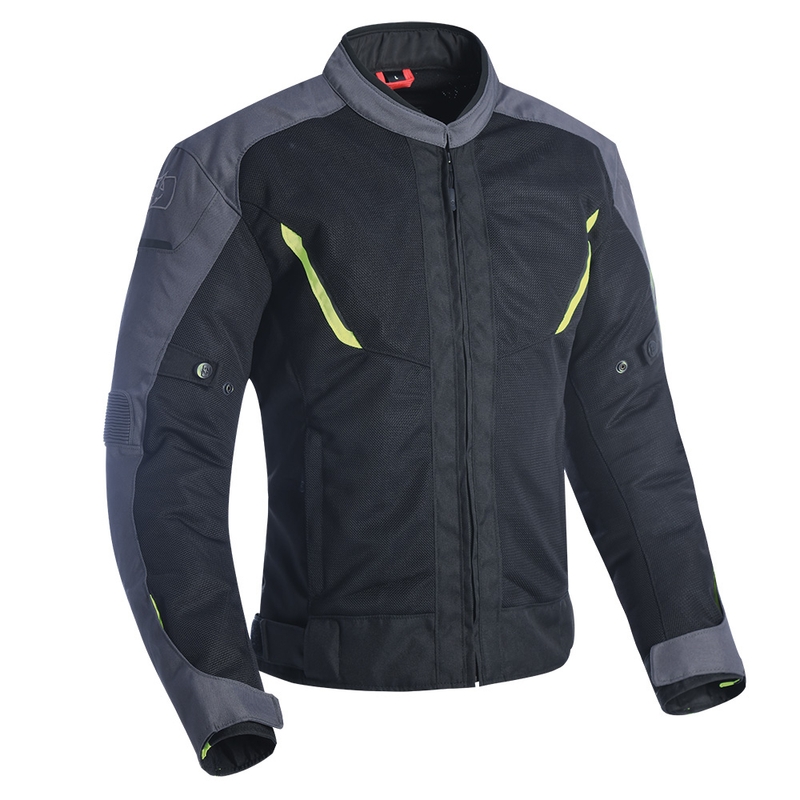 Oxford Delta 1.0 Air juoda-pilka-fluo geltona motociklininko striukė