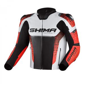 Shima STR 2.0 juoda-balta-fluo raudona motociklininko striukė