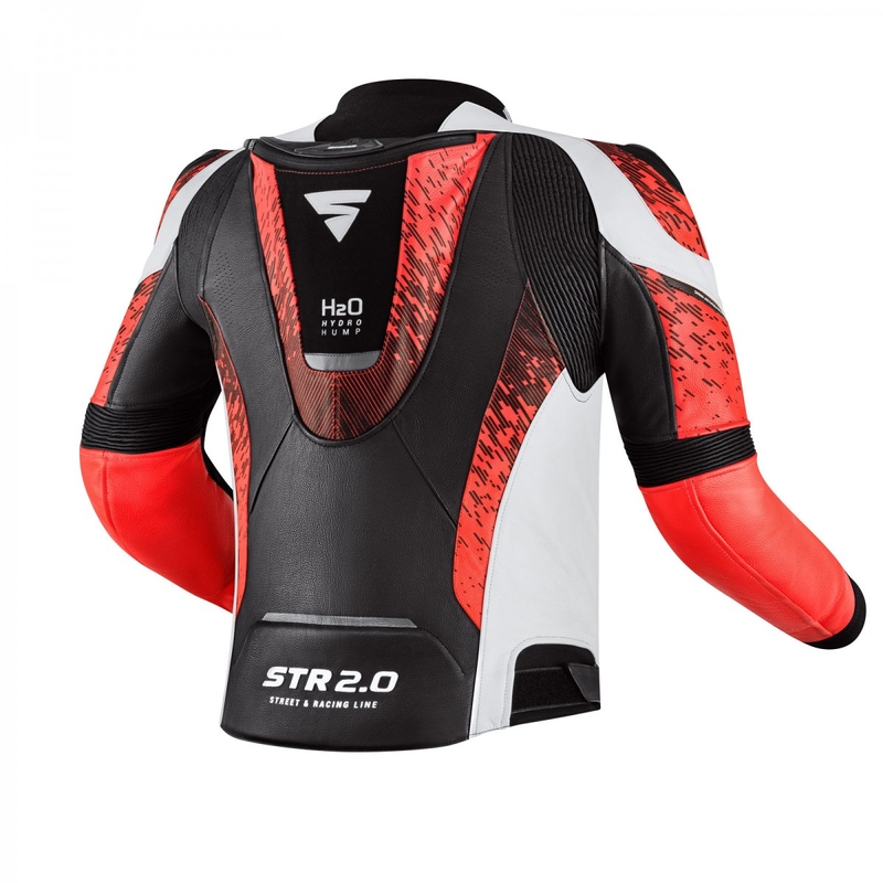 Shima STR 2.0 juoda-balta-fluo raudona motociklininko striukė