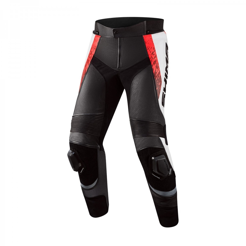 "Shima STR 2.0" juodai-baltai-fluo raudonos motociklininko kelnės