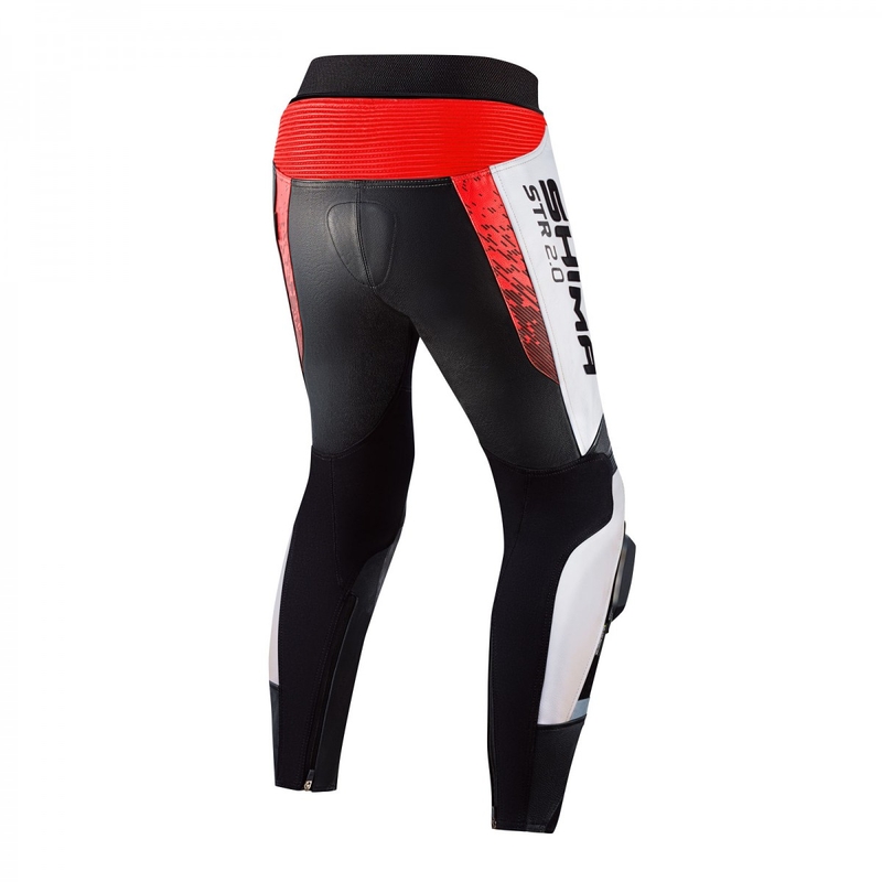 "Shima STR 2.0" juodai-baltai-fluo raudonos motociklininko kelnės