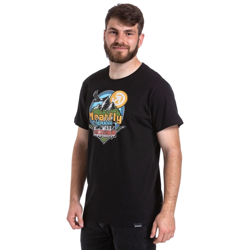 Marškinėliai Meatfly Mounty black išpardavimas