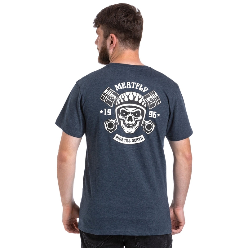 Marškinėliai Meatfly Ride Till Death tamsiai mėlyni išpardavimas