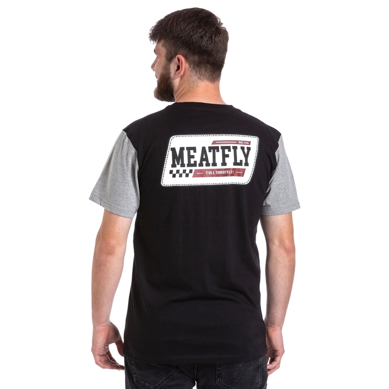 "Meatfly Racing" marškinėliai juoda ir pilka išpardavimas