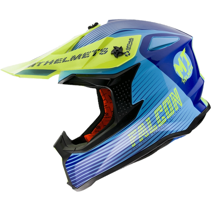 Motokrosová přilba MT Falcon System modro-fluo žlutá