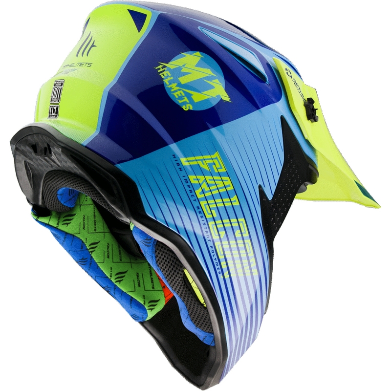 Motokrosová přilba MT Falcon System modro-fluo žlutá