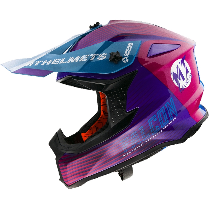 Motokrosová přilba MT Falcon System růžovo-modro-fialová