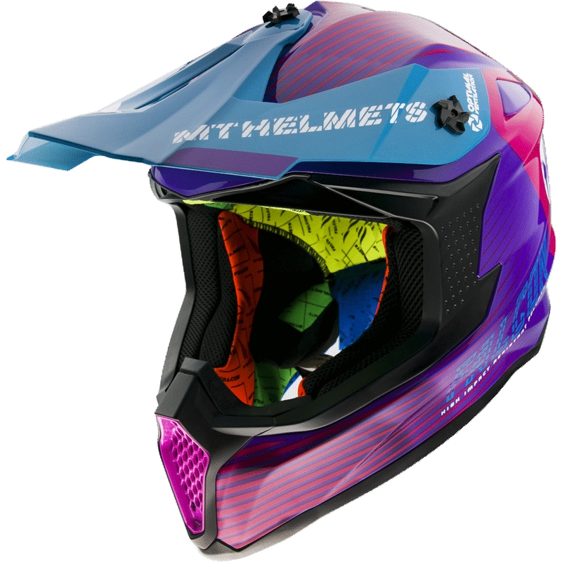 Motokrosová přilba MT Falcon System růžovo-modro-fialová