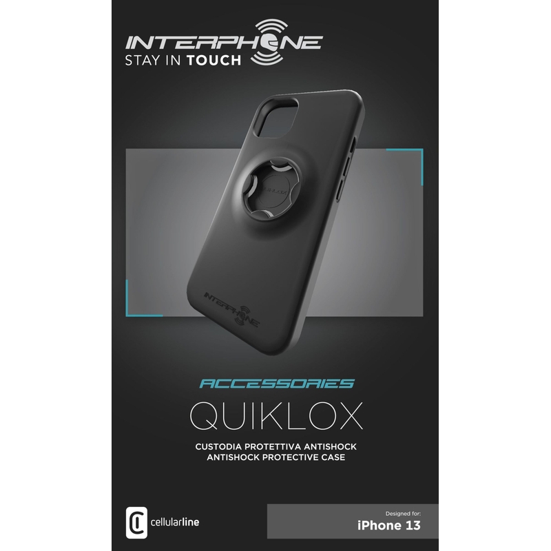 Apsauginis dangtelis "Interphone QUIKLOX", skirtas "Apple iPhone 13", juodas