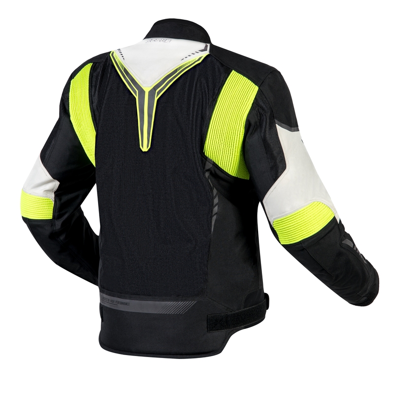 Ozone Flow juoda-pilka-fluo geltona motociklininko striukė išpardavimas