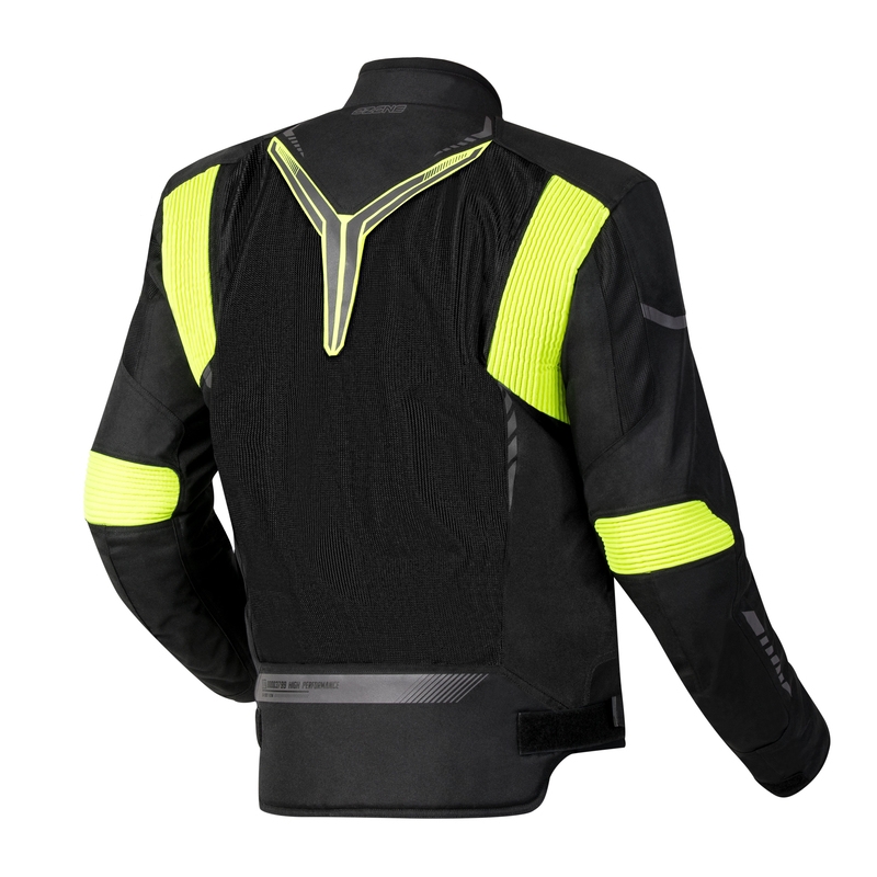 Ozone Flow juoda-fluoro geltonos spalvos motociklininko striukė išpardavimas