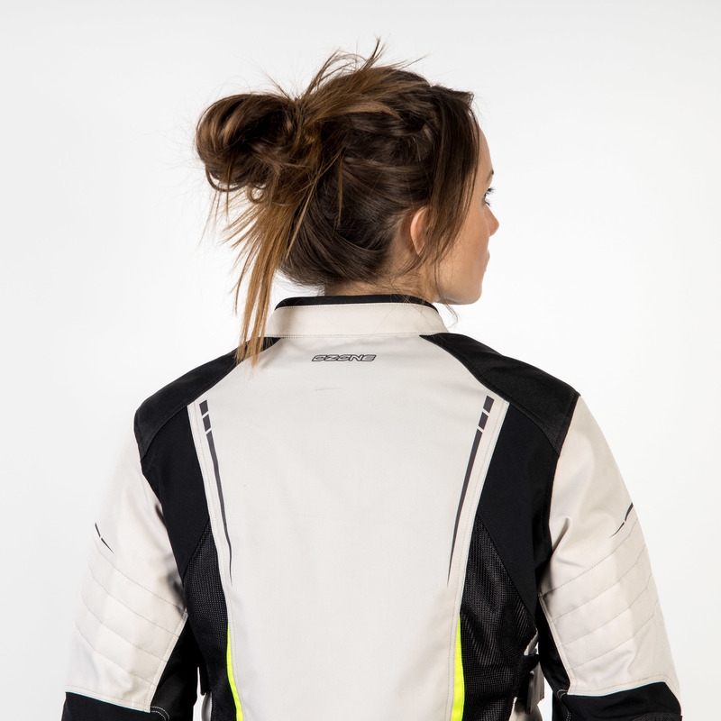 Moteriška motociklininko striukė Ozone Flow Black-Gray-Fluo Yellow išpardavimas
