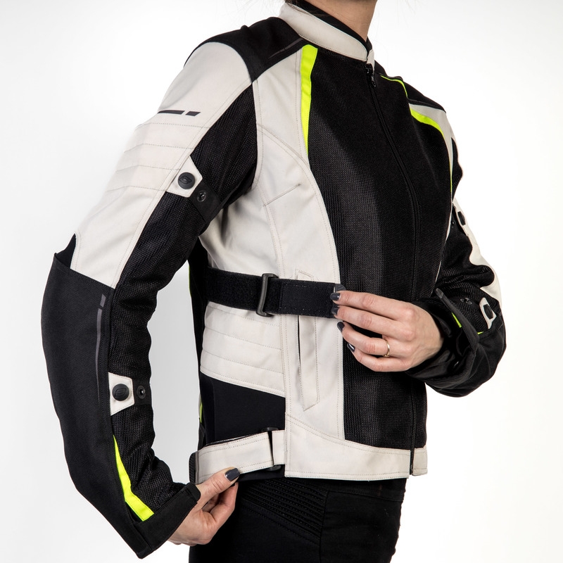 Moteriška motociklininko striukė Ozone Flow Black-Gray-Fluo Yellow išpardavimas