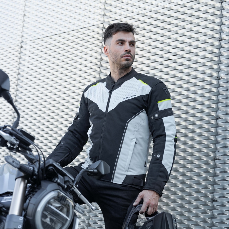 Rebelhorn Hiflow IV juoda-sidabrinė-fluo geltona motociklininko striukė išpardavimas