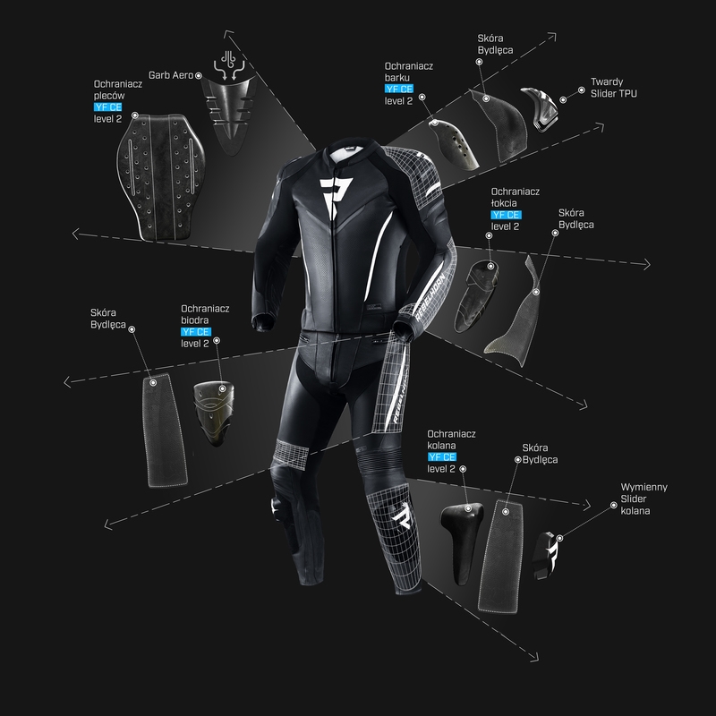 Rebelhorn Fighter Juodai baltos motociklininko kelnės išpardavimas