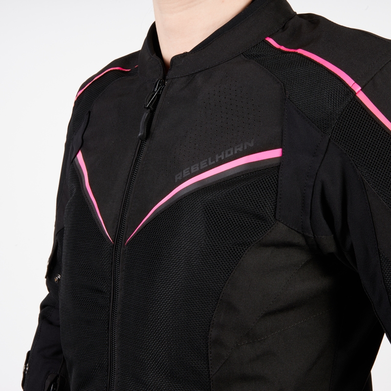 Moteriška motociklininko striukė Rebelhorn Hiflow IV Black-Fluo Pink išpardavimas