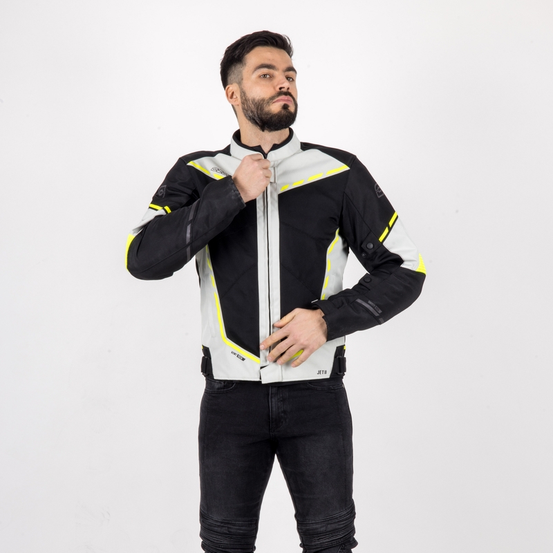 Moto striukė Ozone Jet II pilka-juoda-fluo yellow išpardavimas