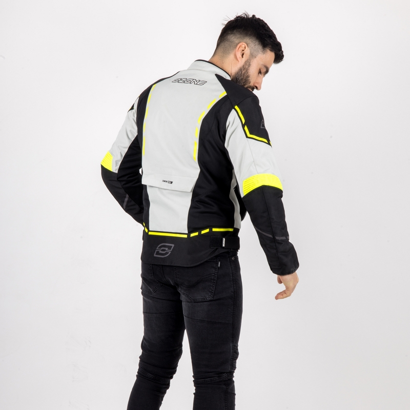 Moto striukė Ozone Jet II pilka-juoda-fluo yellow išpardavimas