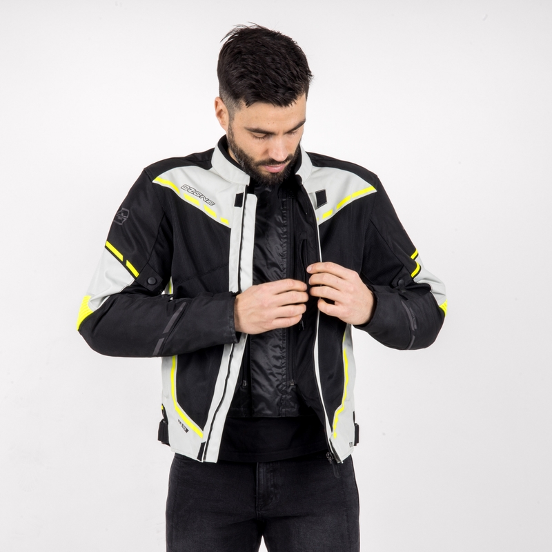 Moto striukė Ozone Jet II pilka-juoda-fluo yellow išpardavimas