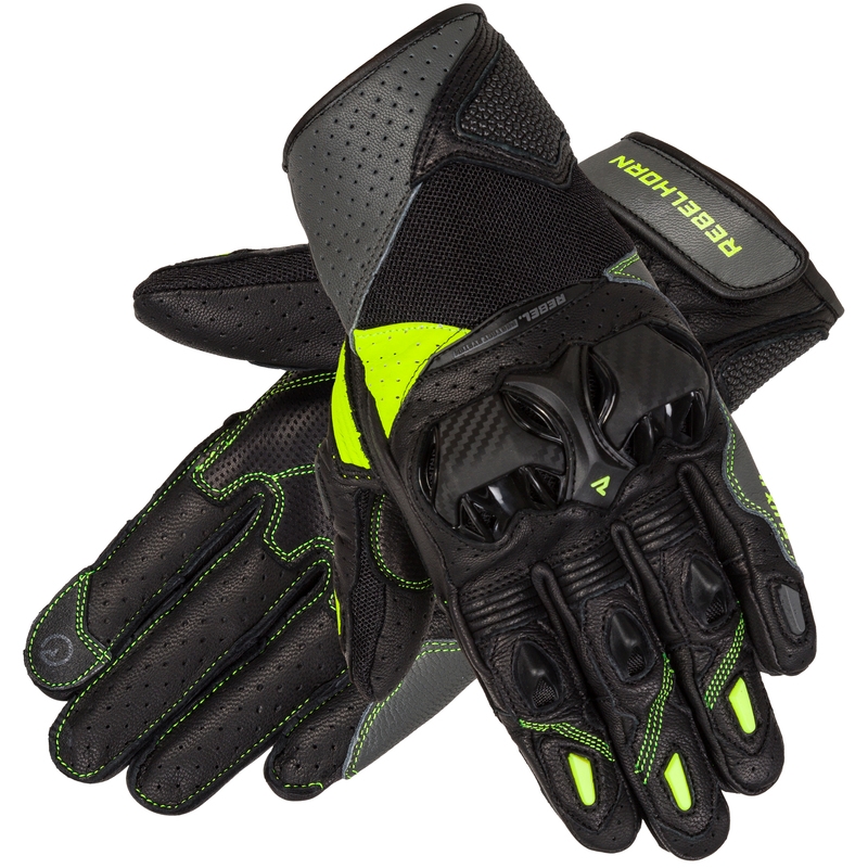 Rebelhorn Flux II motociklininko pirštinės black-fluo-yellow išpardavimas