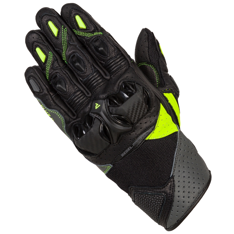Rebelhorn Flux II motociklininko pirštinės black-fluo-yellow išpardavimas